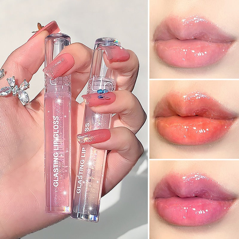 Shimmer Plumping Lip Gloss, Hydrating Clear Glitter Lip Oil for Moisturizing Lips
