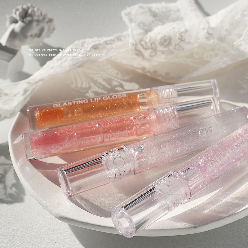Shimmer Plumping Lip Gloss, Hydrating Clear Glitter Lip Oil for Moisturizing Lips