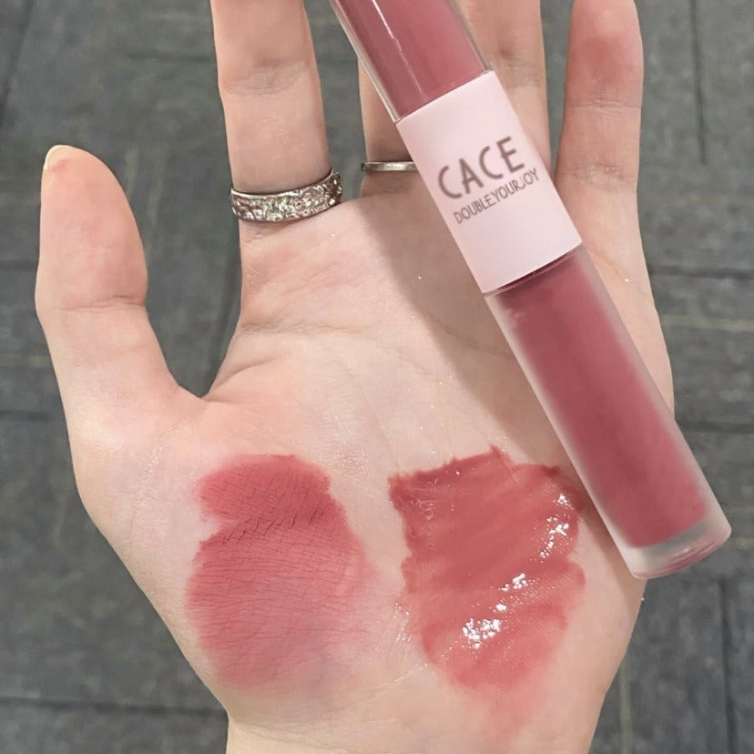 Double‑Ended Velvet & Glossy Lip Gloss, Long Lasting Dual‑Finish Lip Makeup