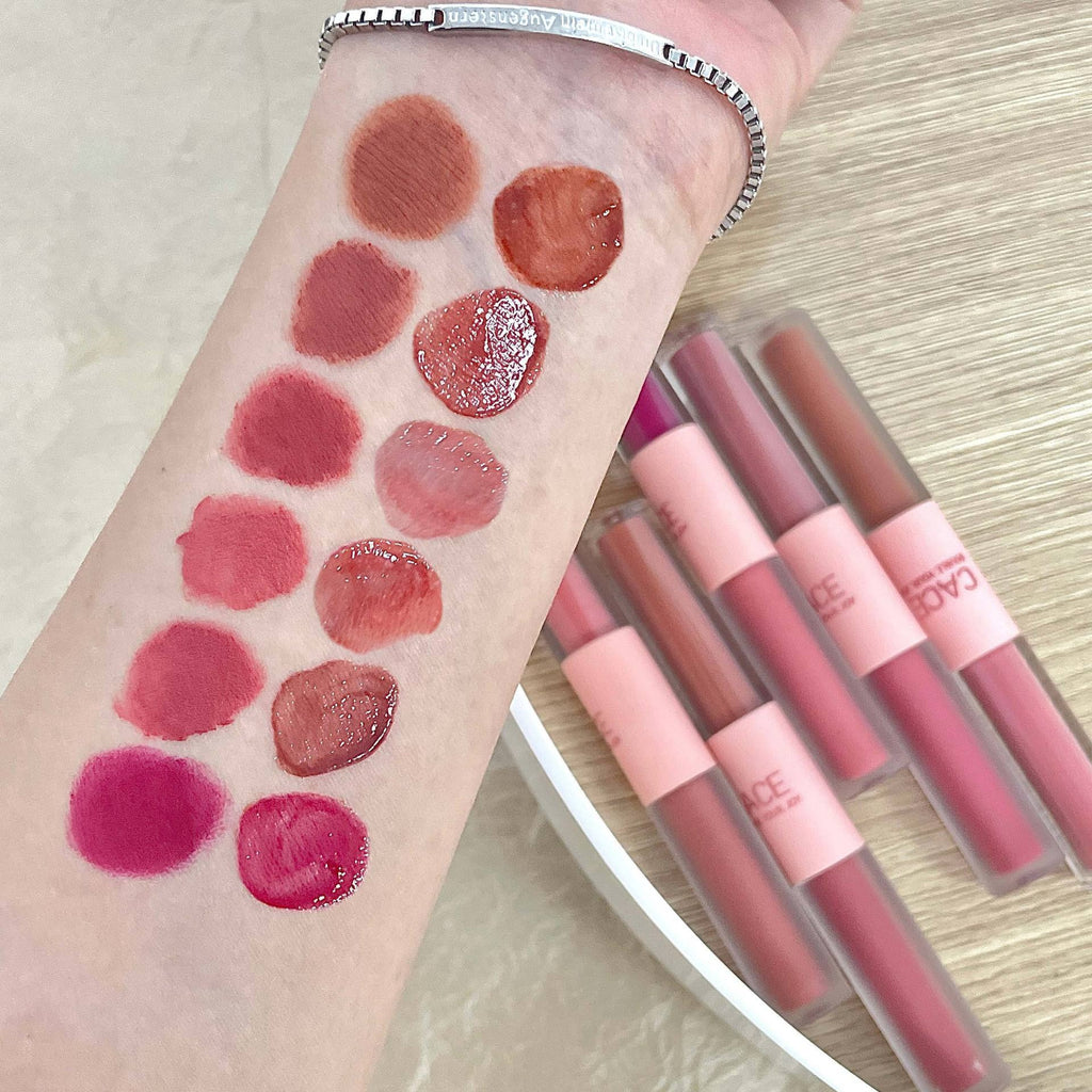 Double‑Ended Velvet & Glossy Lip Gloss, Long Lasting Dual‑Finish Lip Makeup