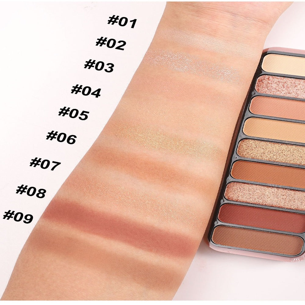 9‑Color Earth Tone Eyeshadow Palette, Pigmented Matte Shimmer Eye Shadow Set