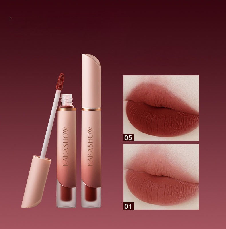 Slim Tube Matte Lip Gloss, Soft Non‑Drying Velvet Lip Tint for Daily Wear